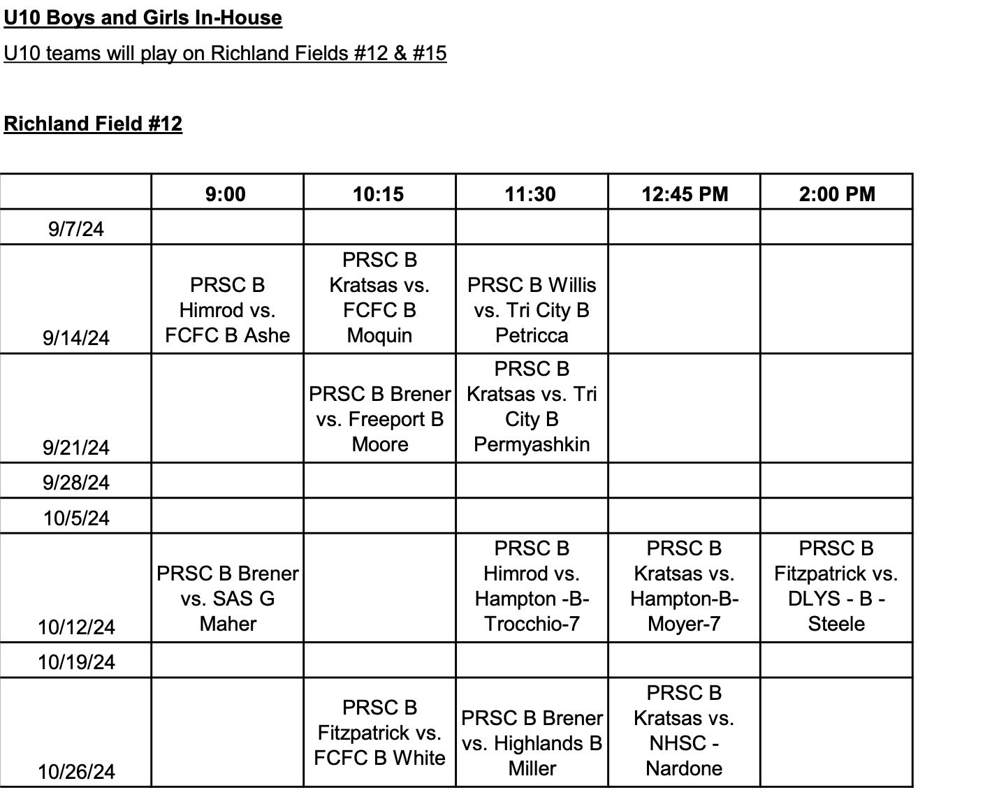 Game Schedule game-schedule